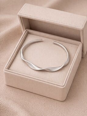 Sterling Silver Twisted Adjustable Cuff Matte open bangle